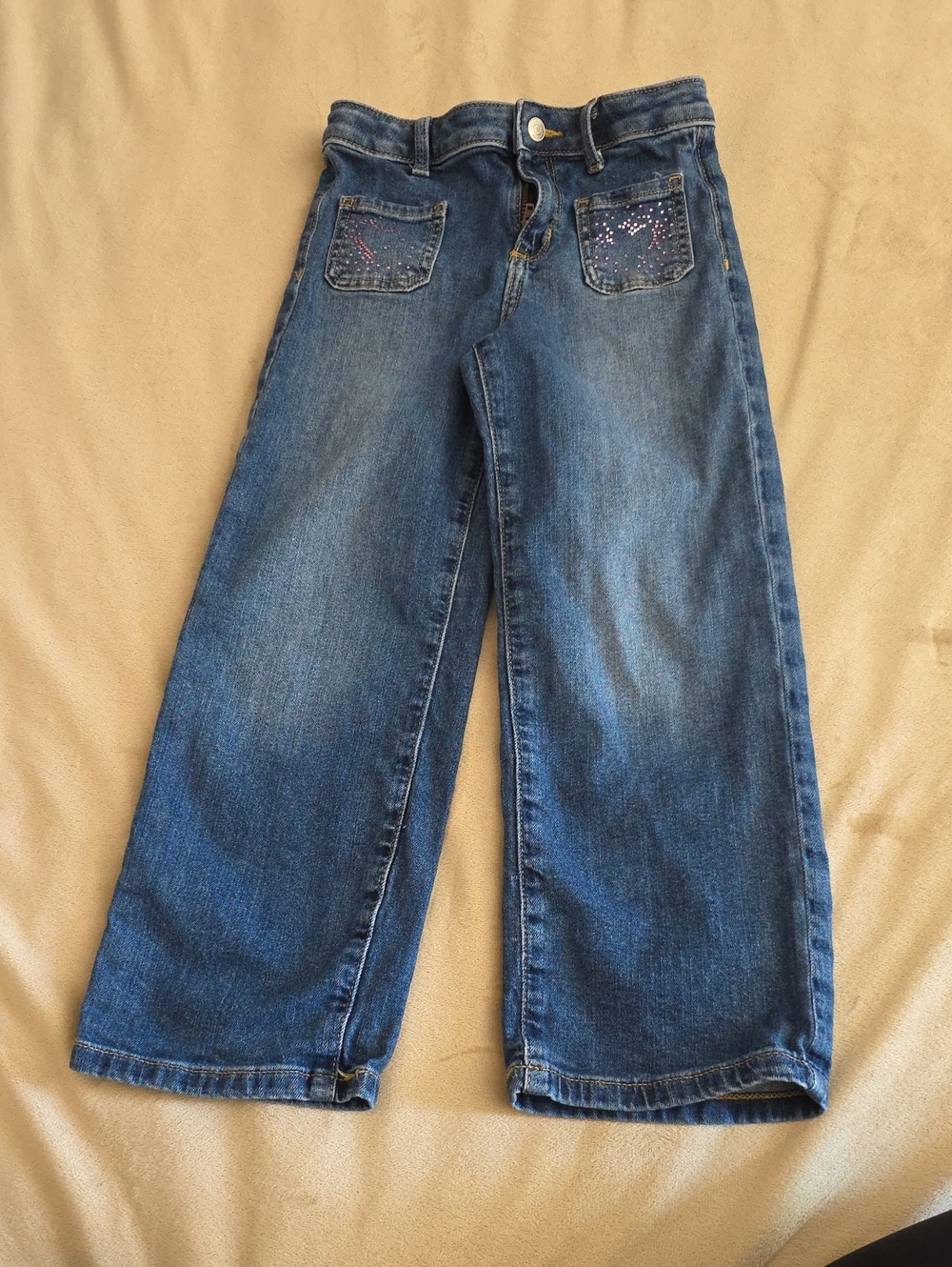 jumping beans Blue Wide-Leg Girls' Jeans with Pocket Sparkle